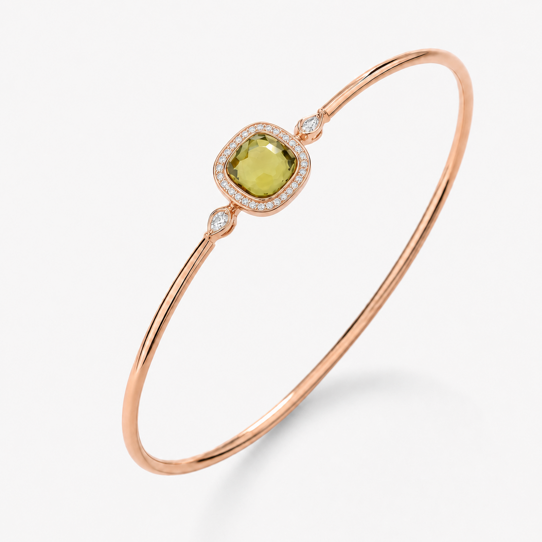 Relic Aura Bangle in olive green, angled product view