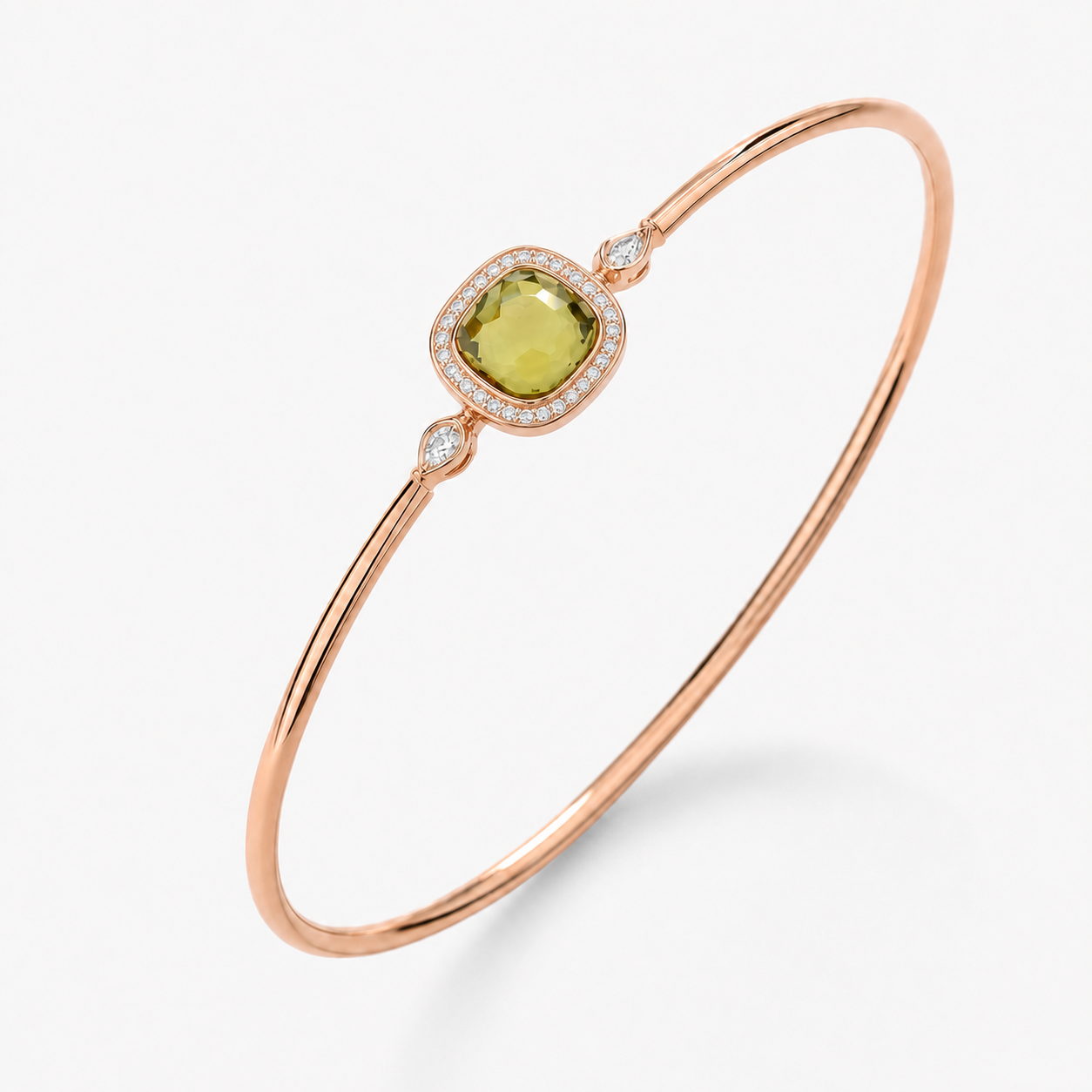 Relic Aura Bangle in olive green, angled product view