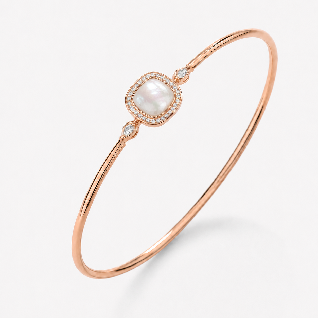 Relic Aura Bangle in pearl white, angled product view