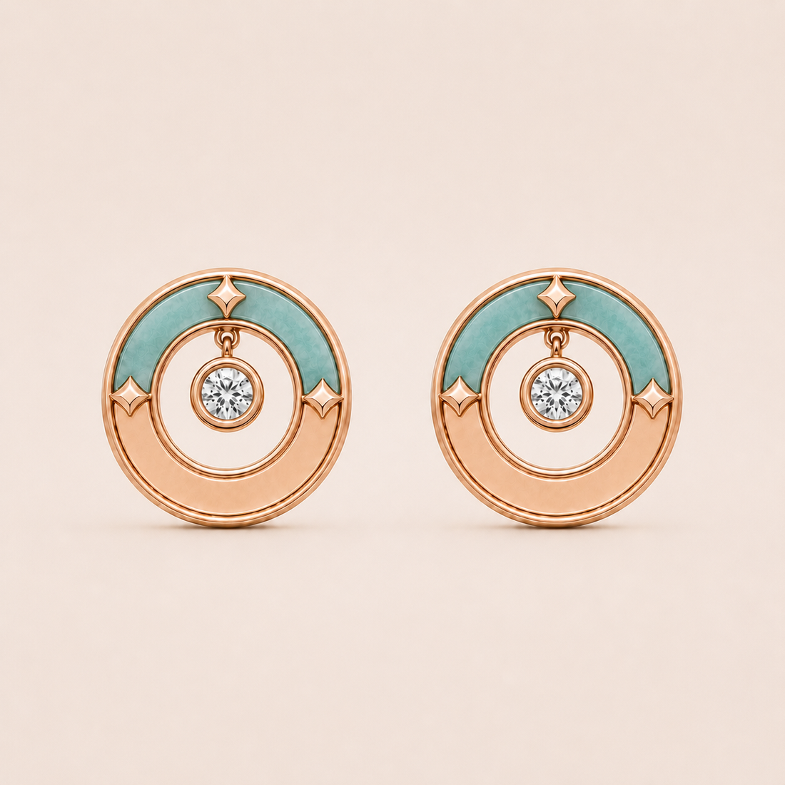 Relic Crescent Seal Earrings (Aqua Blue), main product view