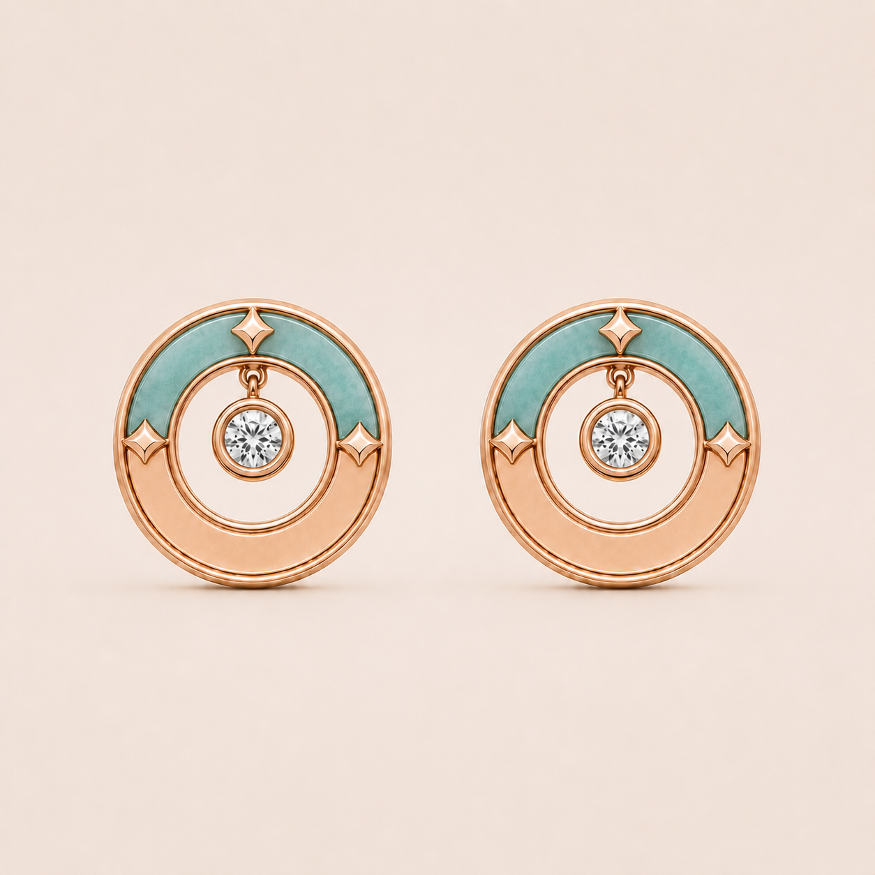 Relic Crescent Seal Earrings (Aqua Blue), main product view