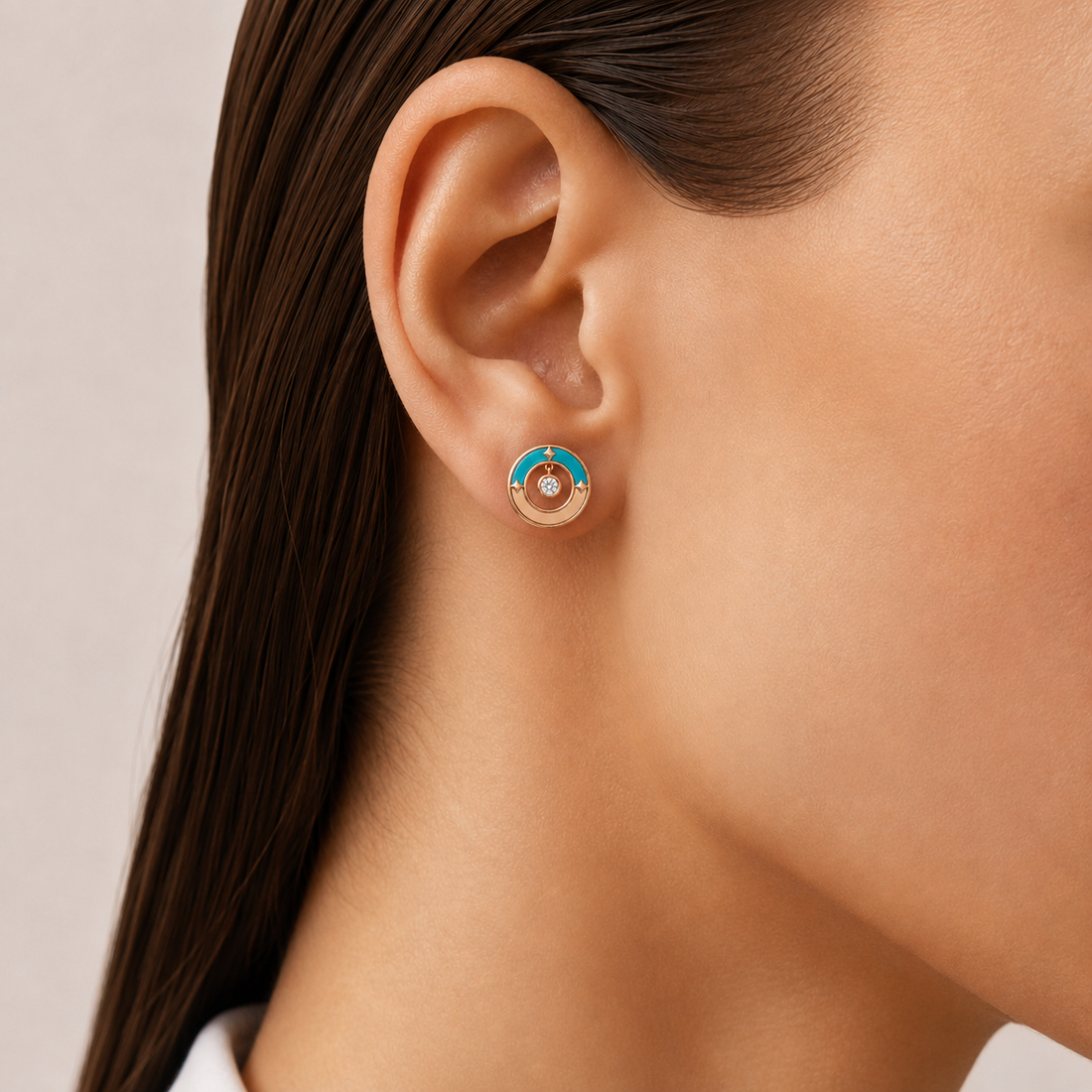 Relic Crescent Seal Earrings (Aqua Blue), main product view