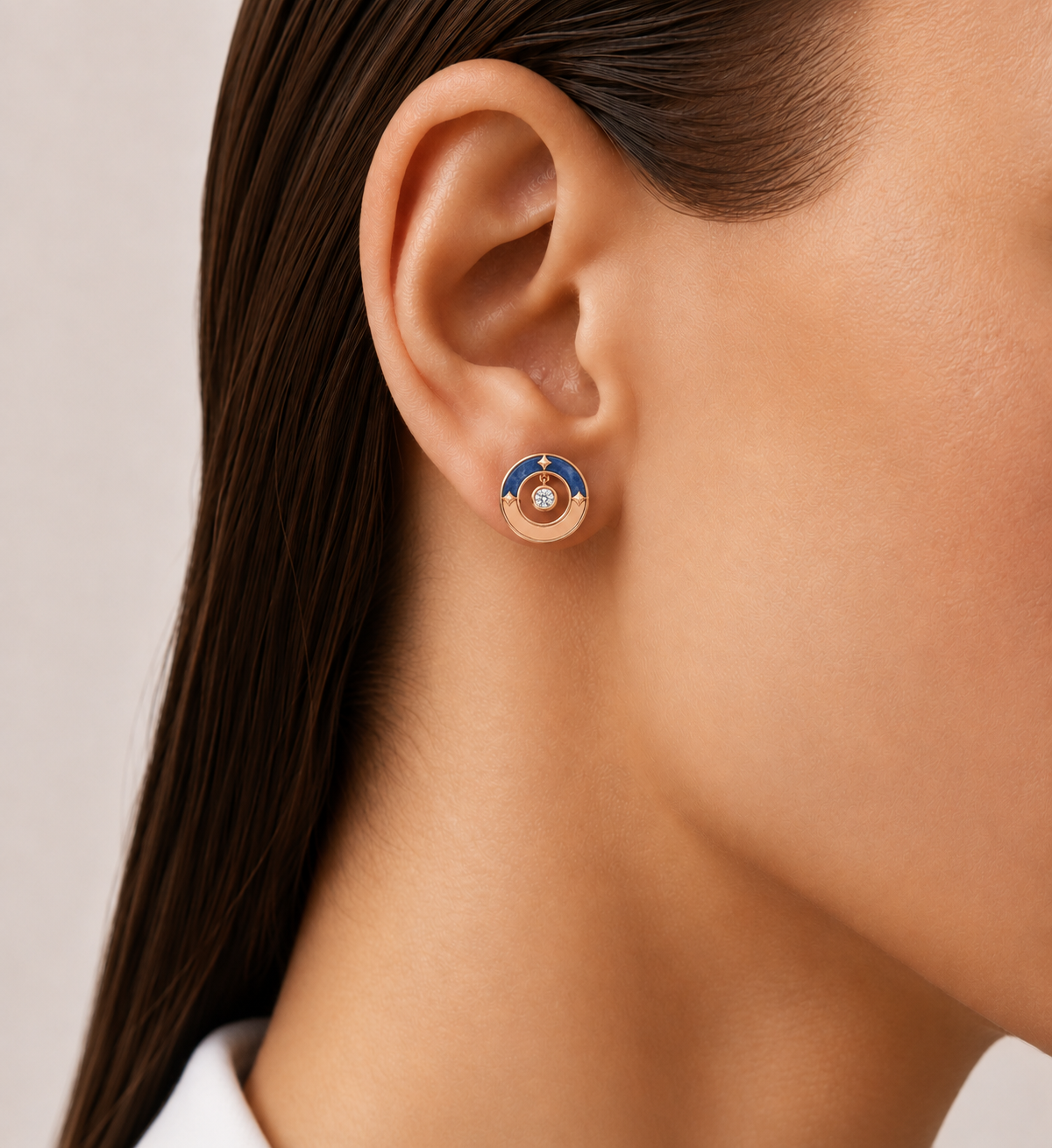Relic Crescent Seal Earrings (Midnight Blue)