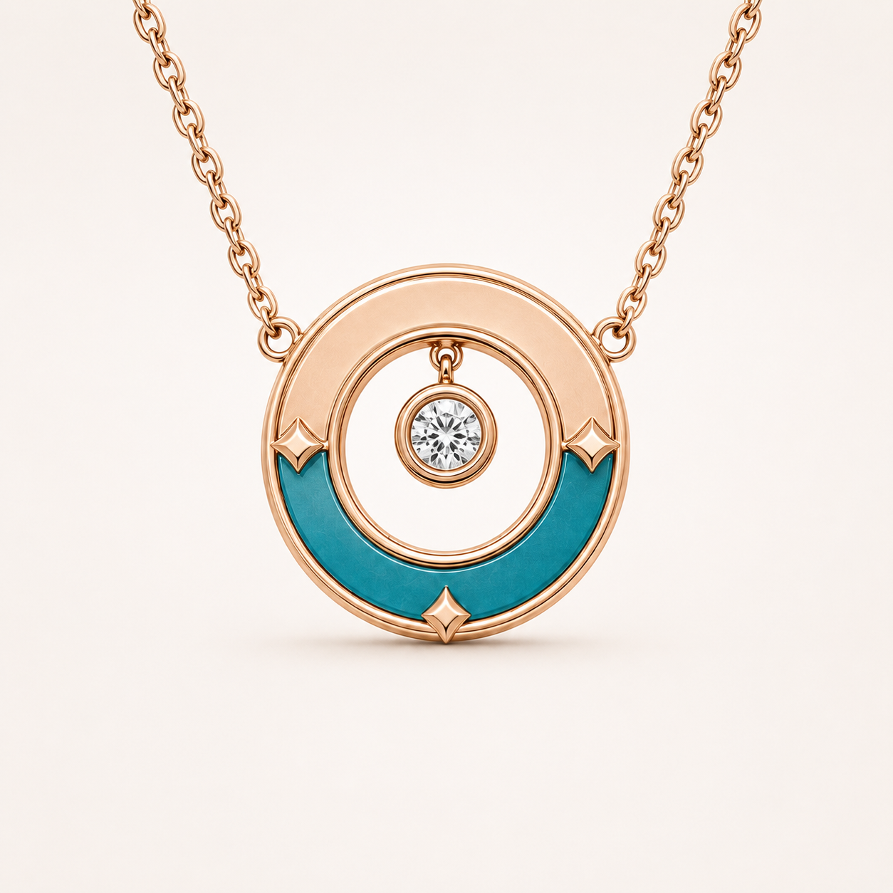 Relic Crescent Seal Necklace (Aqua Blue), main product view