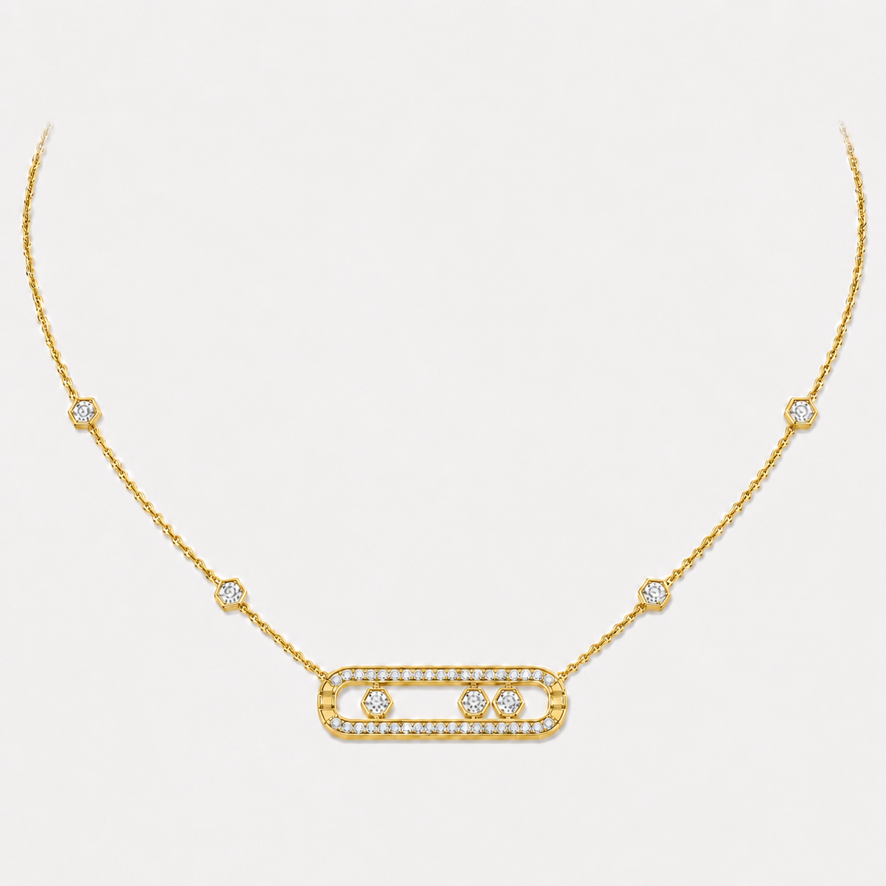Relic Linear Halo Necklace (Gold), main product view