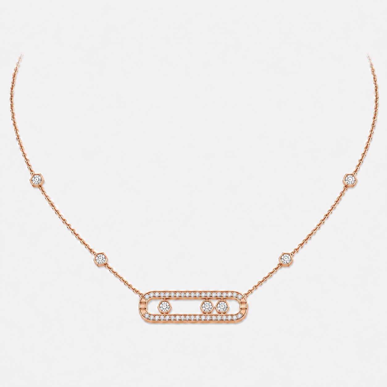 Relic Linear Halo Necklace (Rose Gold), main product view