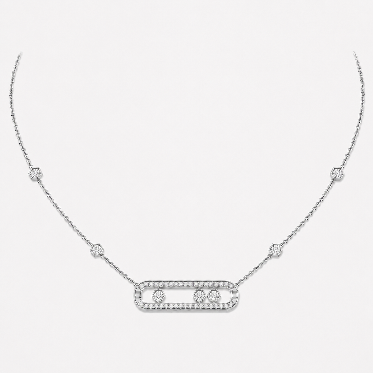 Relic Linear Halo Necklace (Silver), main product view