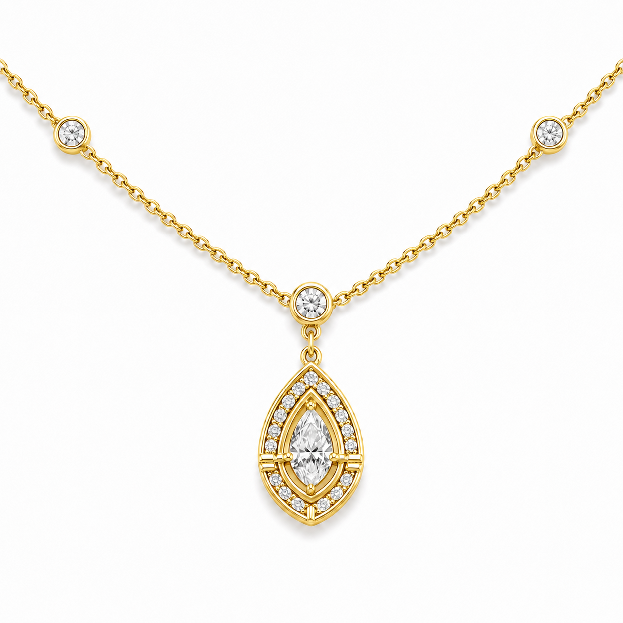 Relic Marquise Halo Necklace (Gold), main product view