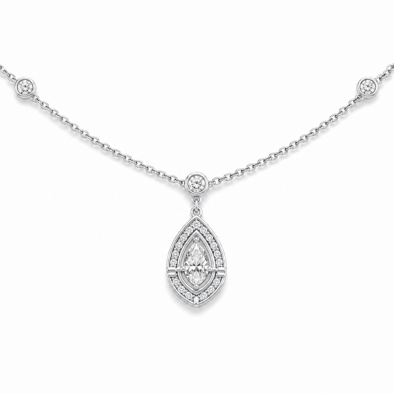 Relic Marquise Halo Necklace (Silver), main product view