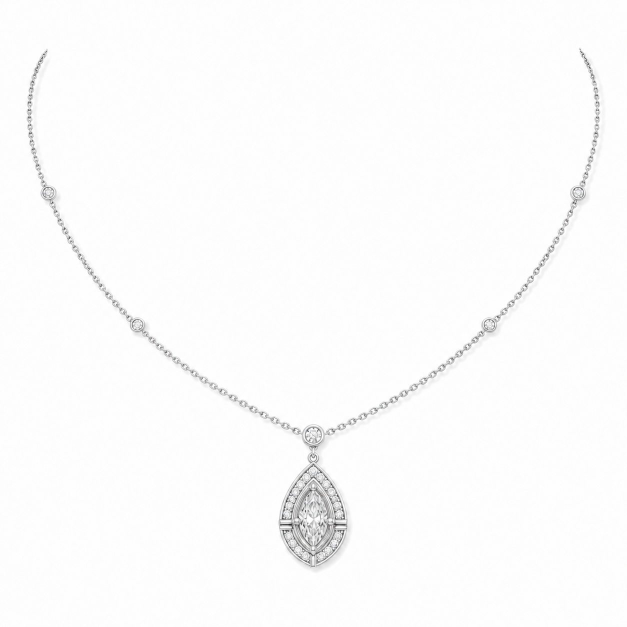 Relic Marquise Halo Necklace (Silver), alternate product view