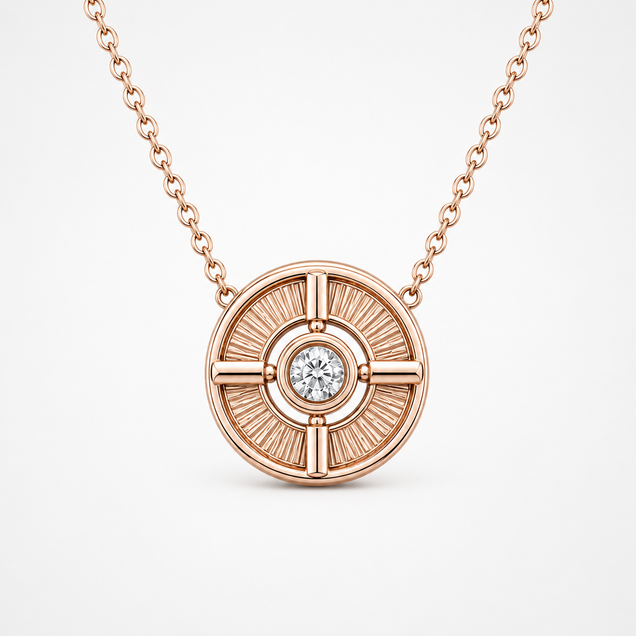 Relic Meridian Disc Necklace (Rose Gold), main product view