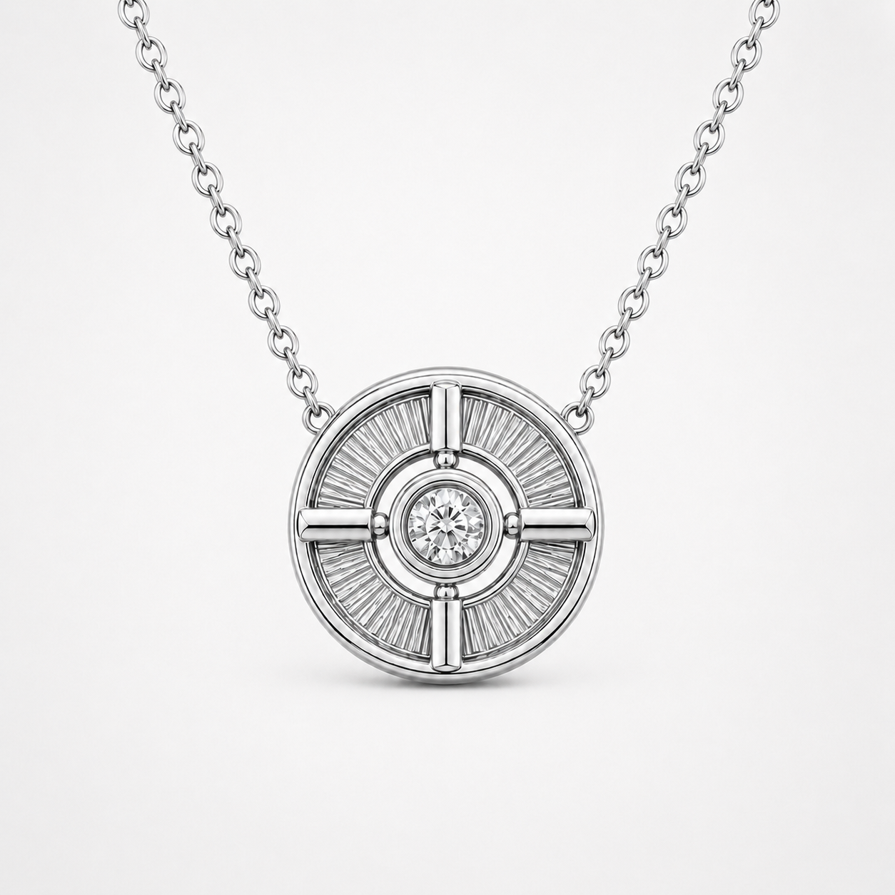 Relic Meridian Disc Necklace (Silver), main product view