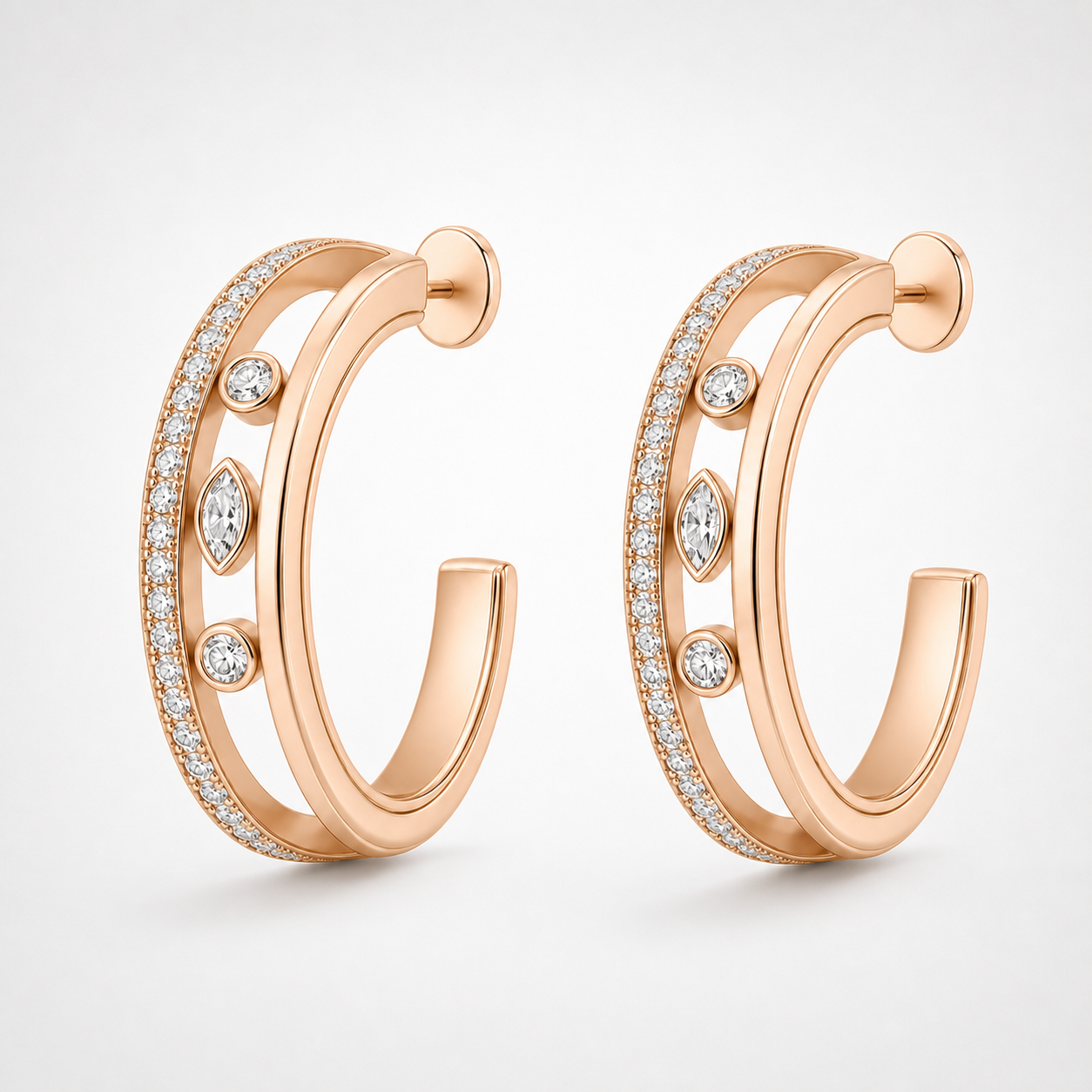 Relic Orbit Hoop Earrings (Rose Gold), main product view