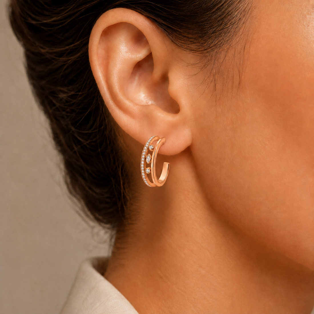 Relic Orbit Hoop Earrings (Rose Gold), main product view
