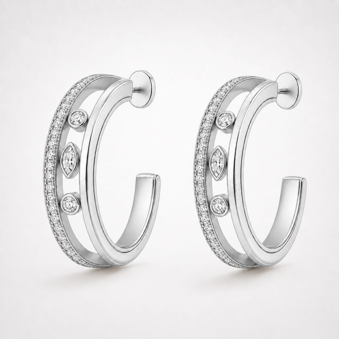 Relic Orbit Hoop Earrings (Silver), main product view