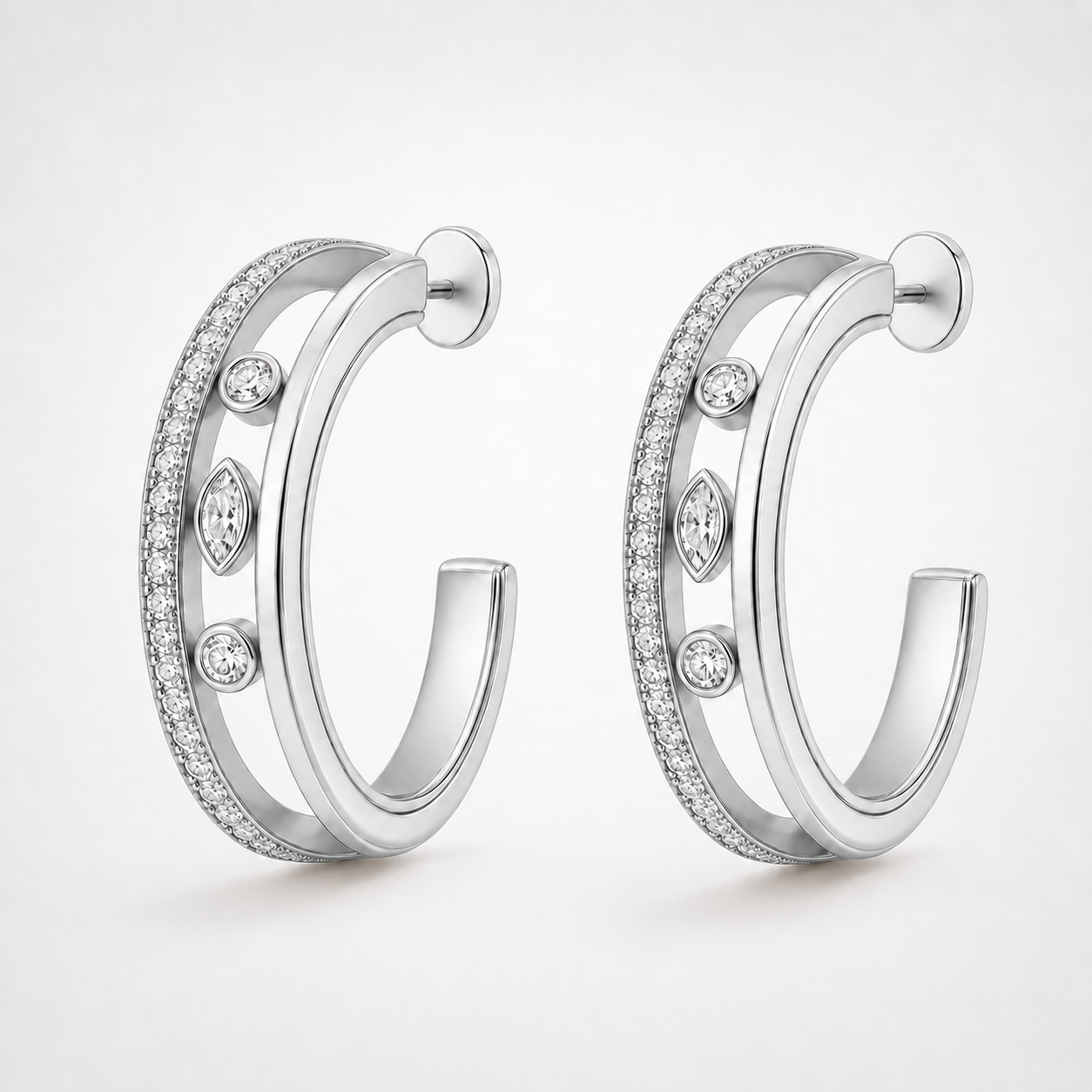 Relic Orbit Hoop Earrings (Silver), main product view