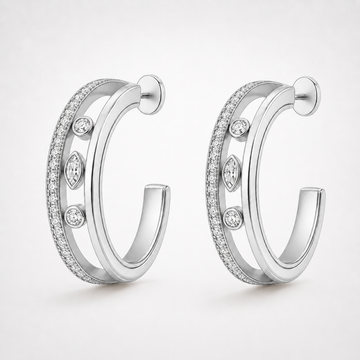 Relic Orbit Hoop Earrings (Silver), main product view