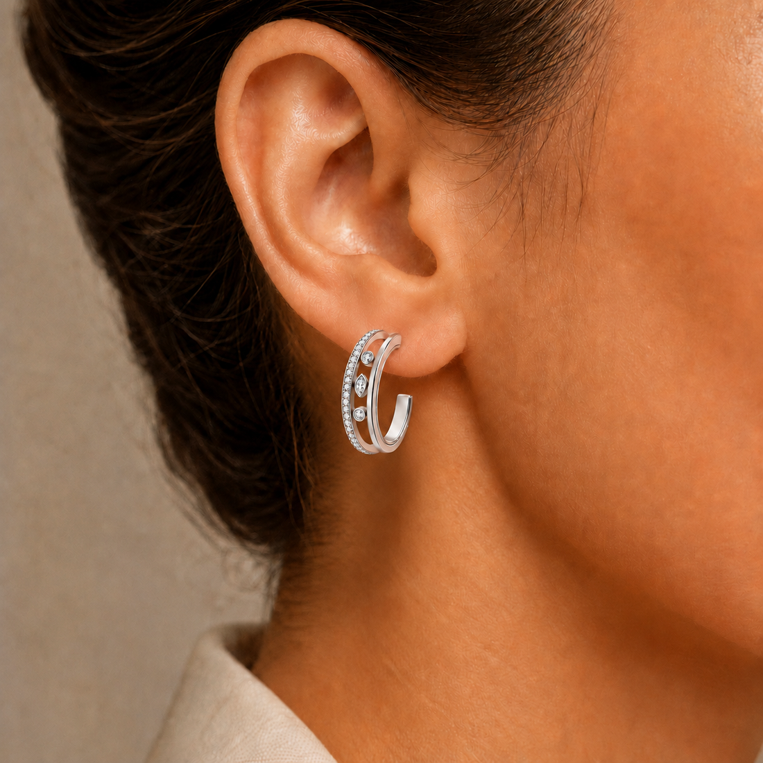 Relic Orbit Hoop Earrings (Silver), main product view