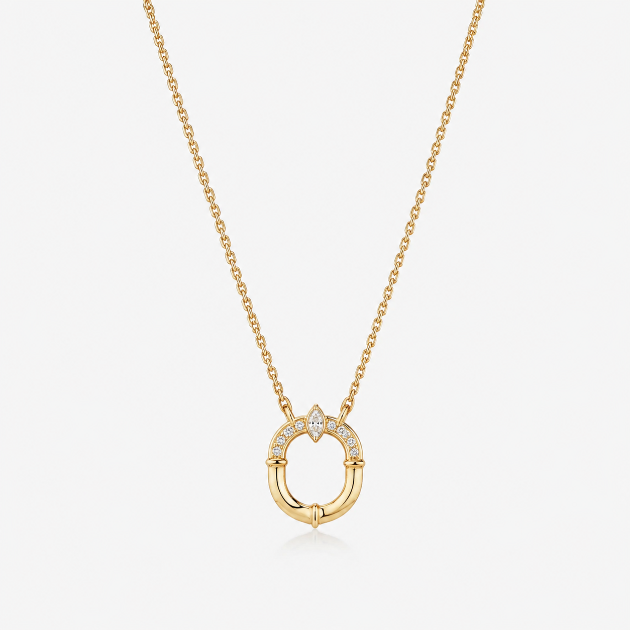 Relic Oval Halo Necklace in gold tone, main product view