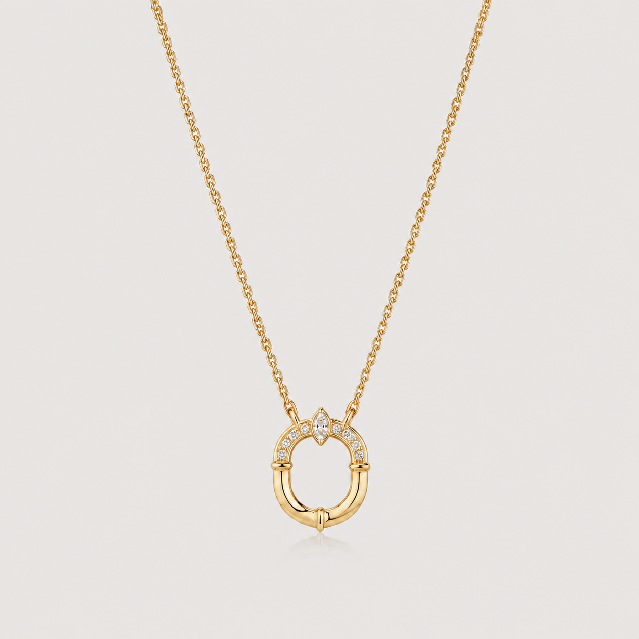 Relic Oval Halo Necklace in gold tone, alternate product view