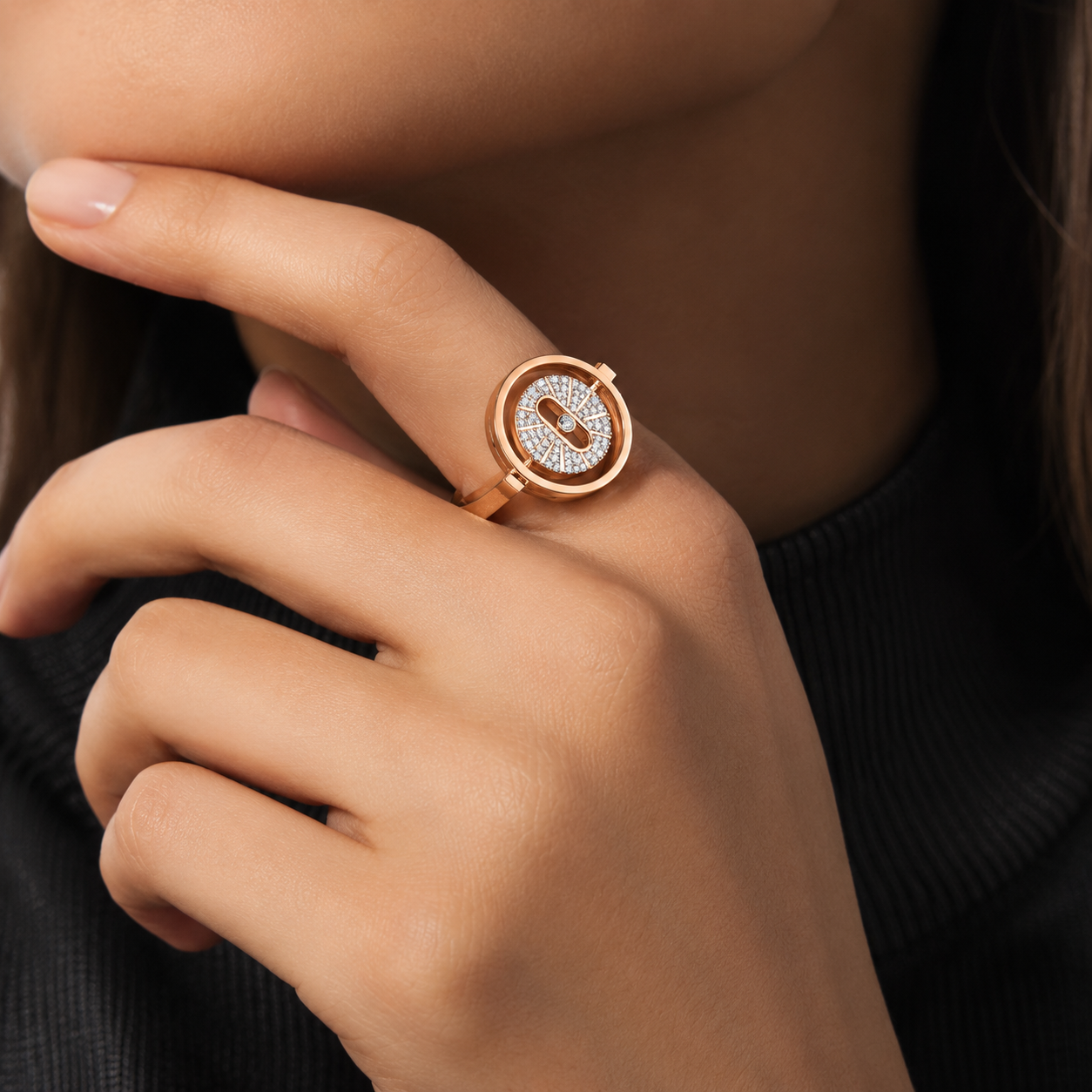 Relic Radiant Orbit Ring (Rose Gold), model styling view
