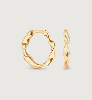 Sera Fluid Ribbon Huggie Earrings (Gold), main product view