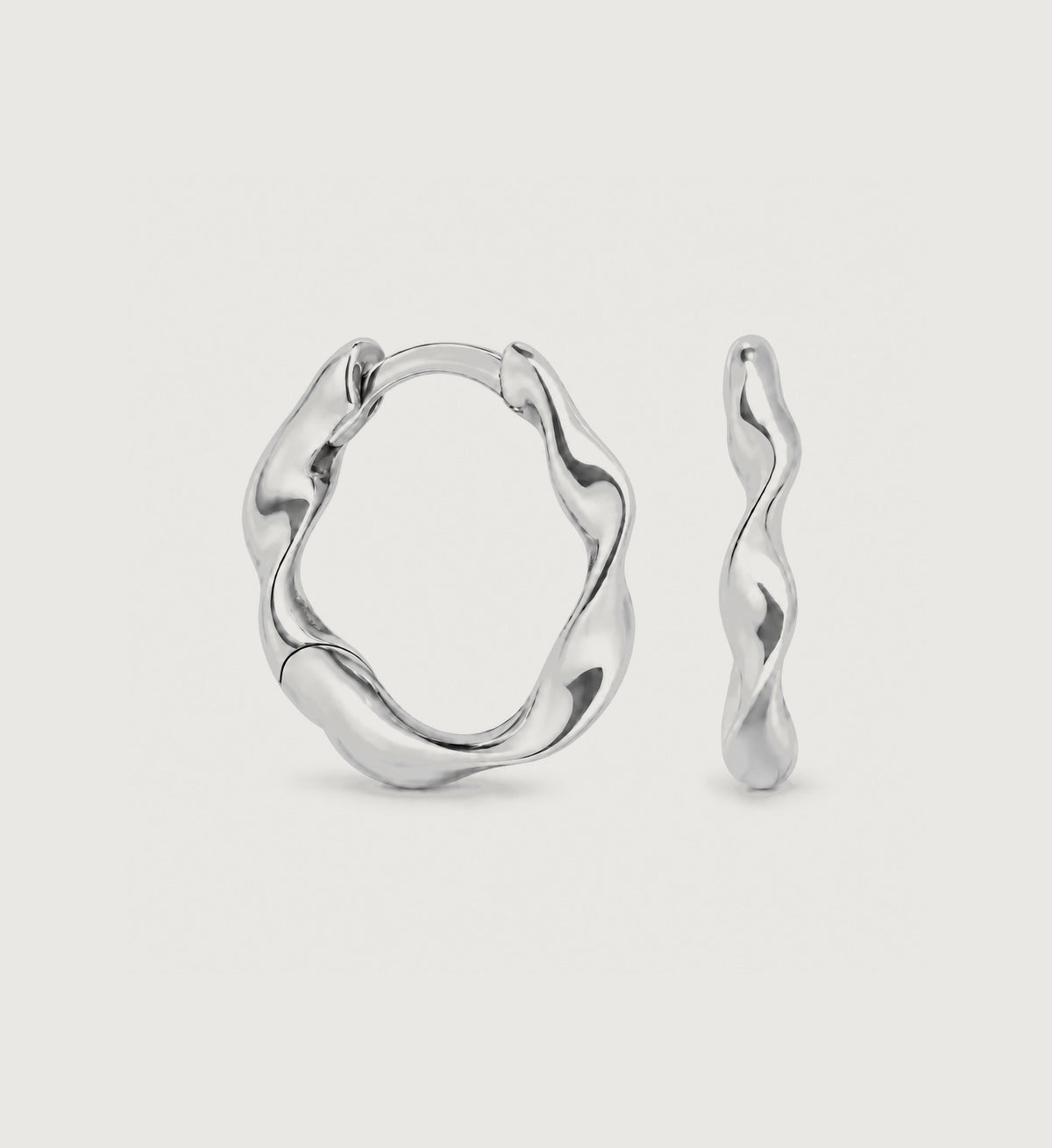 Sera Fluid Ribbon Huggie Earrings (Silver), main product view