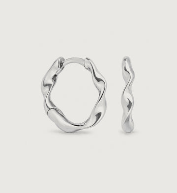 Sera Fluid Ribbon Huggie Earrings (Silver), main product view