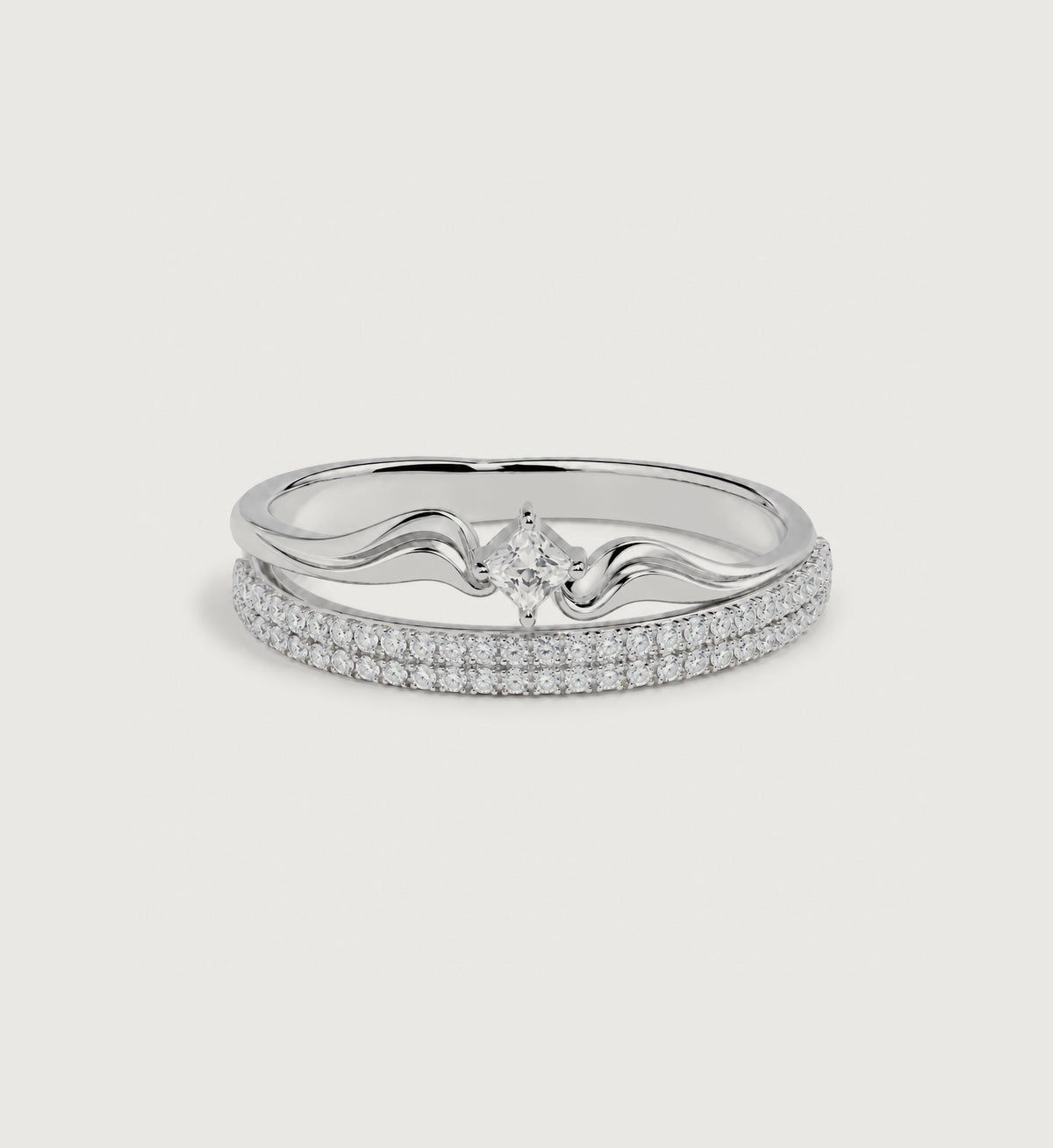 Solene Double Pave Ring (Silver), main product view