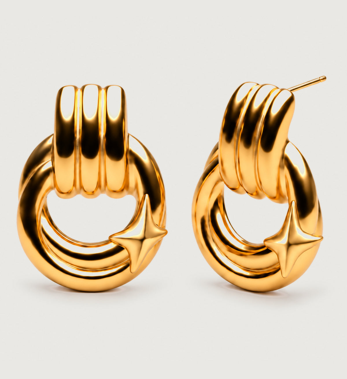 Sorrel Open Star Hoop Earrings (Gold), front product view