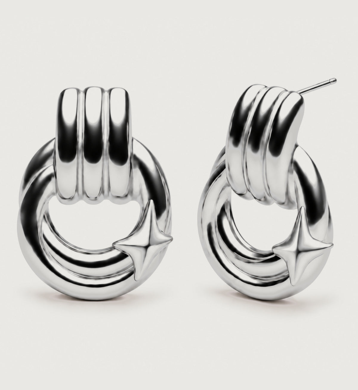 Sorrel Open Star Hoop Earrings (Silver), front product view