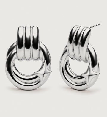 Sorrel Open Star Hoop Earrings (Silver), front product view