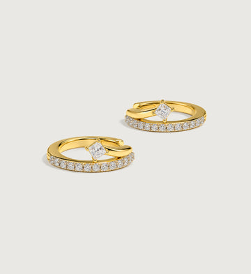 Vega Pave Arc Hoop Earrings (Gold), main product view