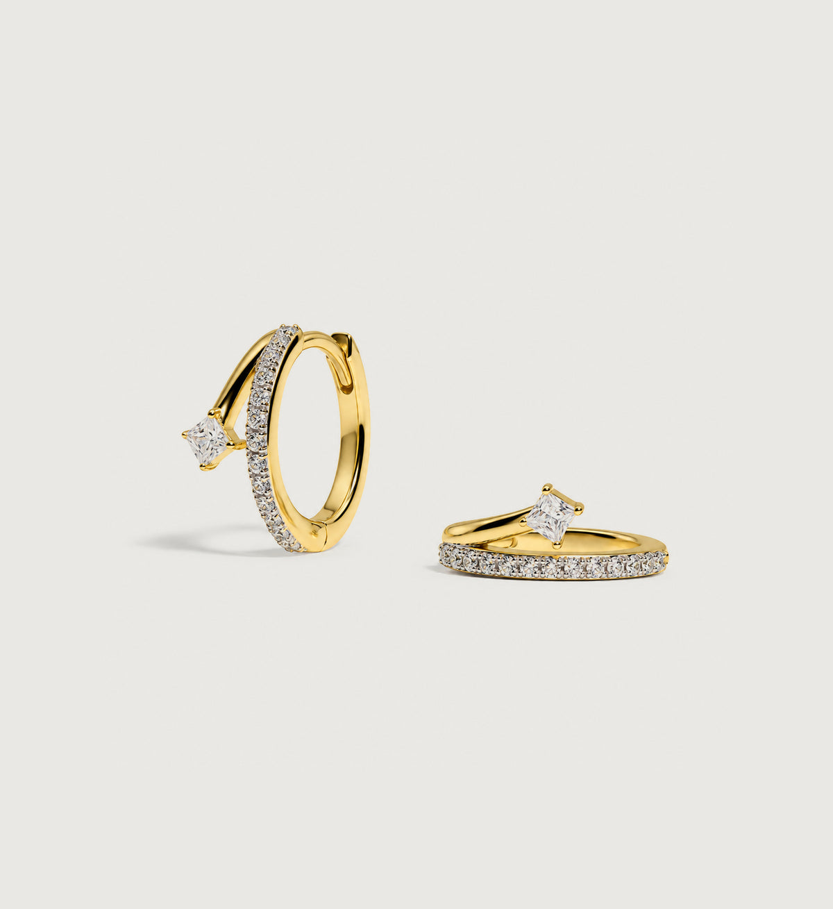 Vega Pave Arc Hoop Earrings (Gold)