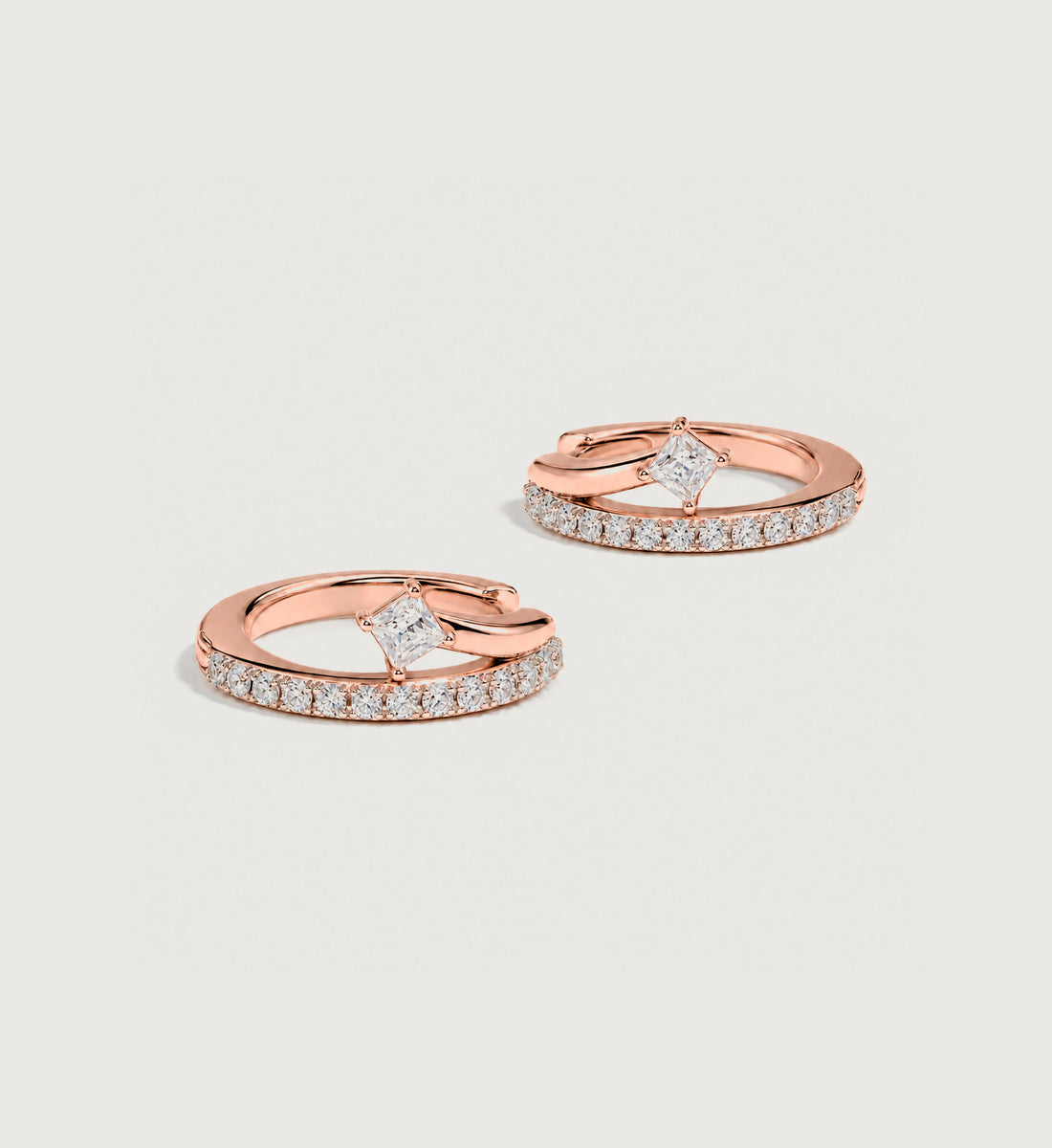 Vega Pave Arc Hoop Earrings (Rose Gold), main product view