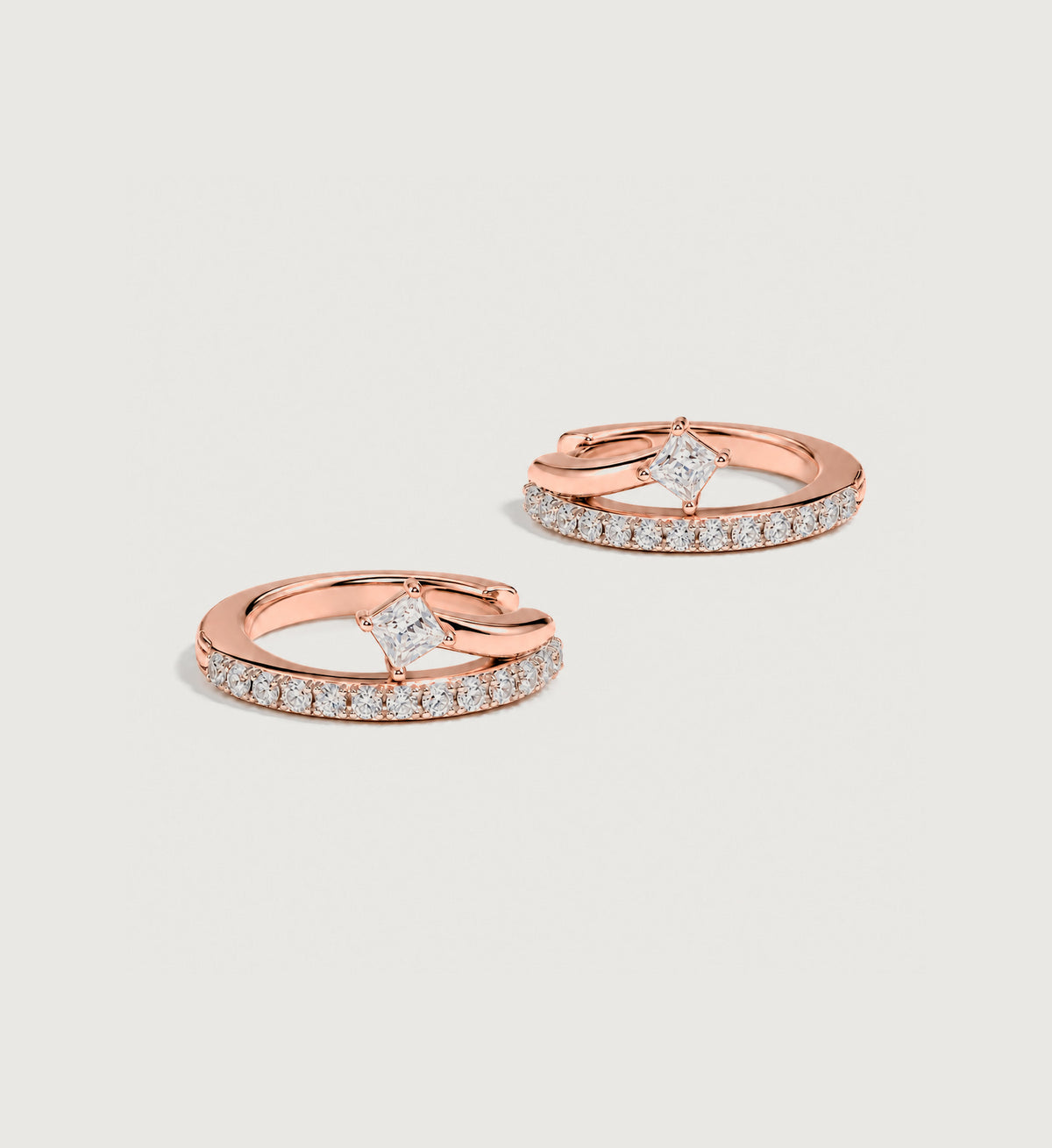 Vega Pave Arc Hoop Earrings (Rose Gold), main product view