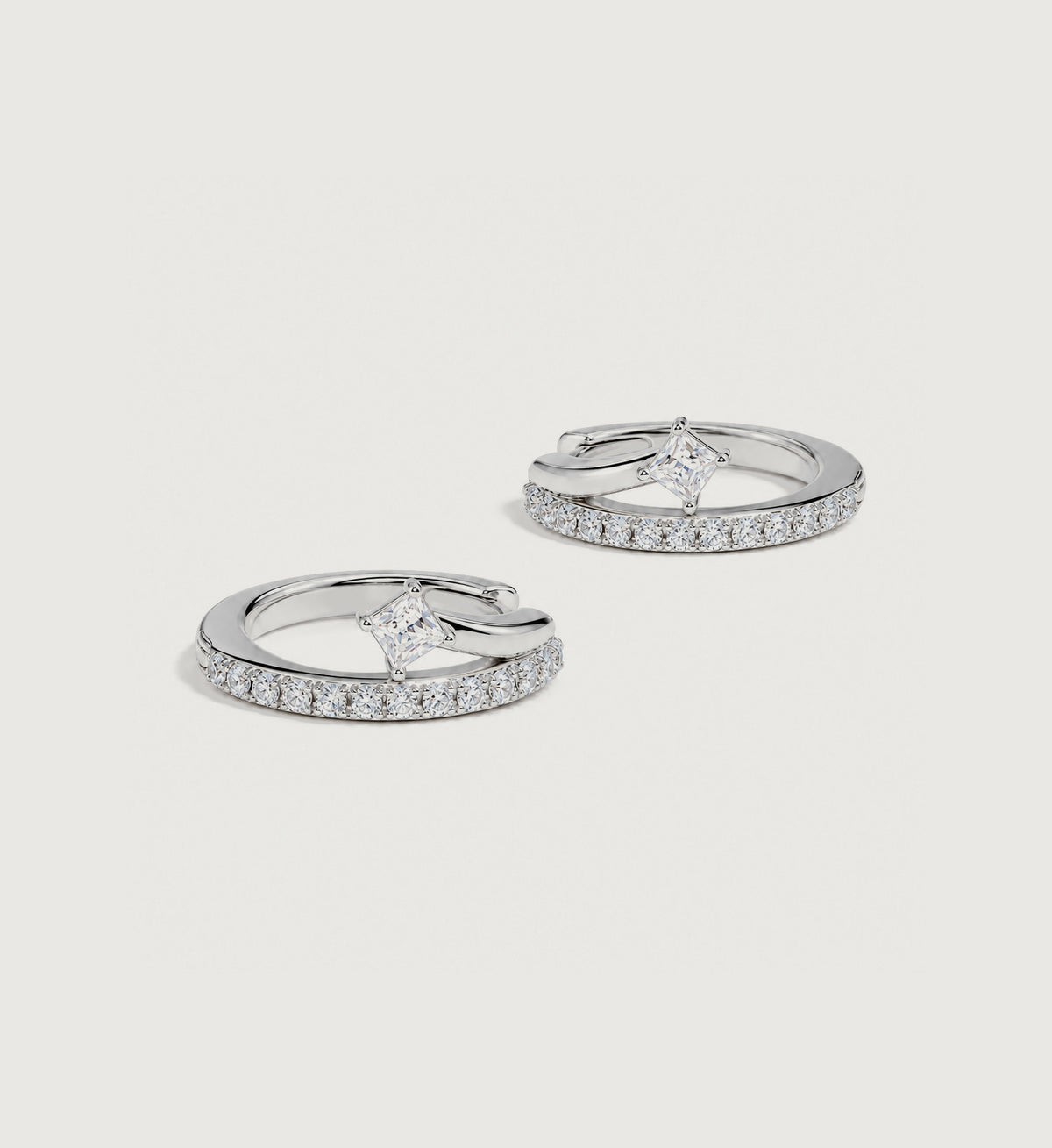 Vega Pave Arc Hoop Earrings (Silver), main product view