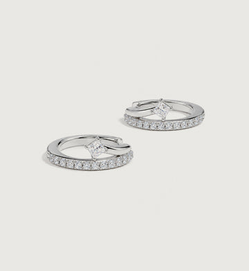 Vega Pave Arc Hoop Earrings (Silver), main product view