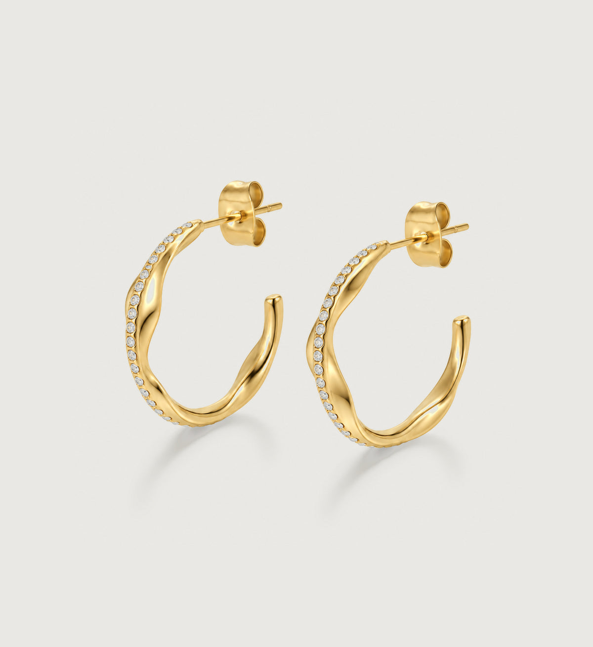 Vela Pave Open Hoop Earrings (Gold), front product view