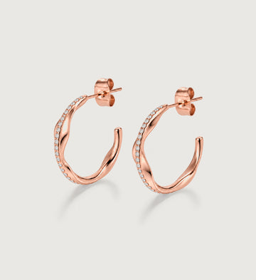 Vela Pave Open Hoop Earrings (Rose Gold), front product view
