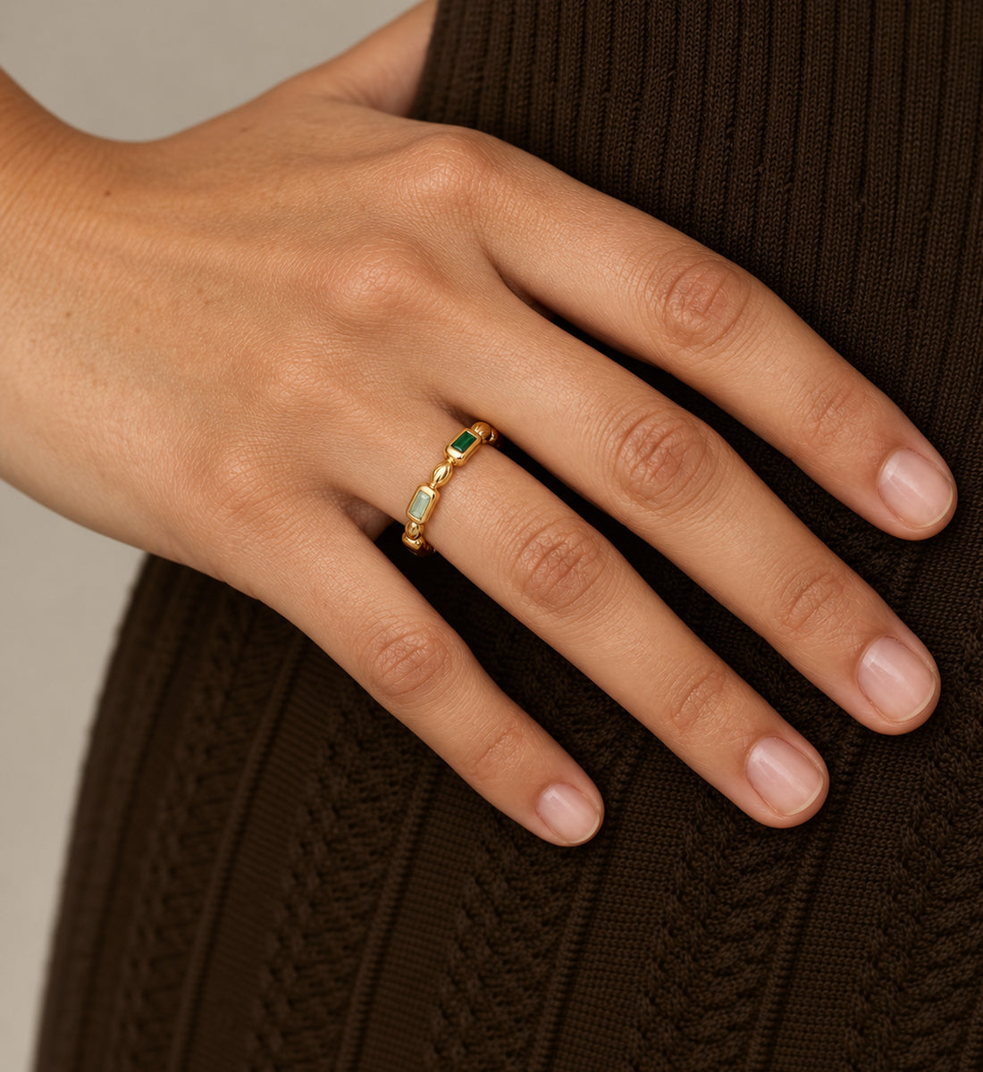 Verda Baguette Link Ring (Gold), main product view